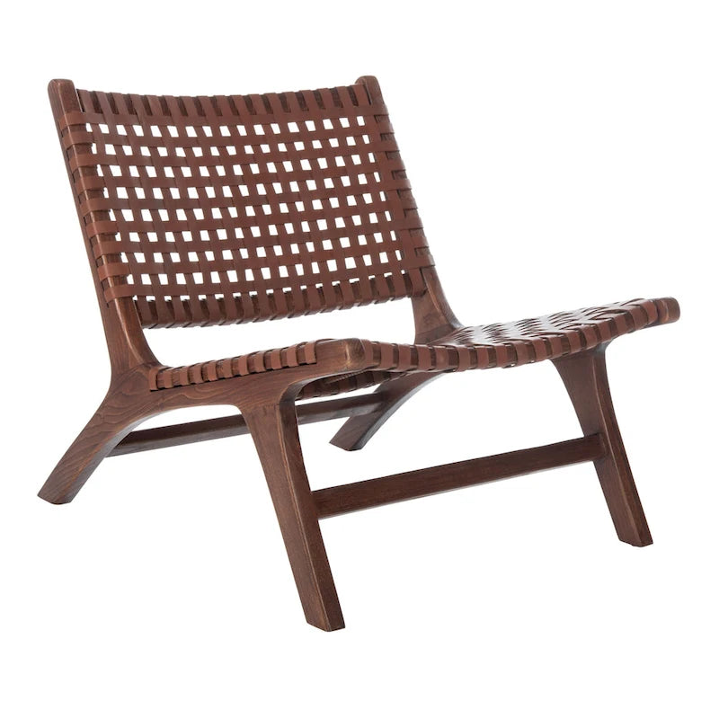 dora Leather Woven Accent Chair - 25.2 W x 31.5 L x 26.8 H - 25Wx31Dx27H
