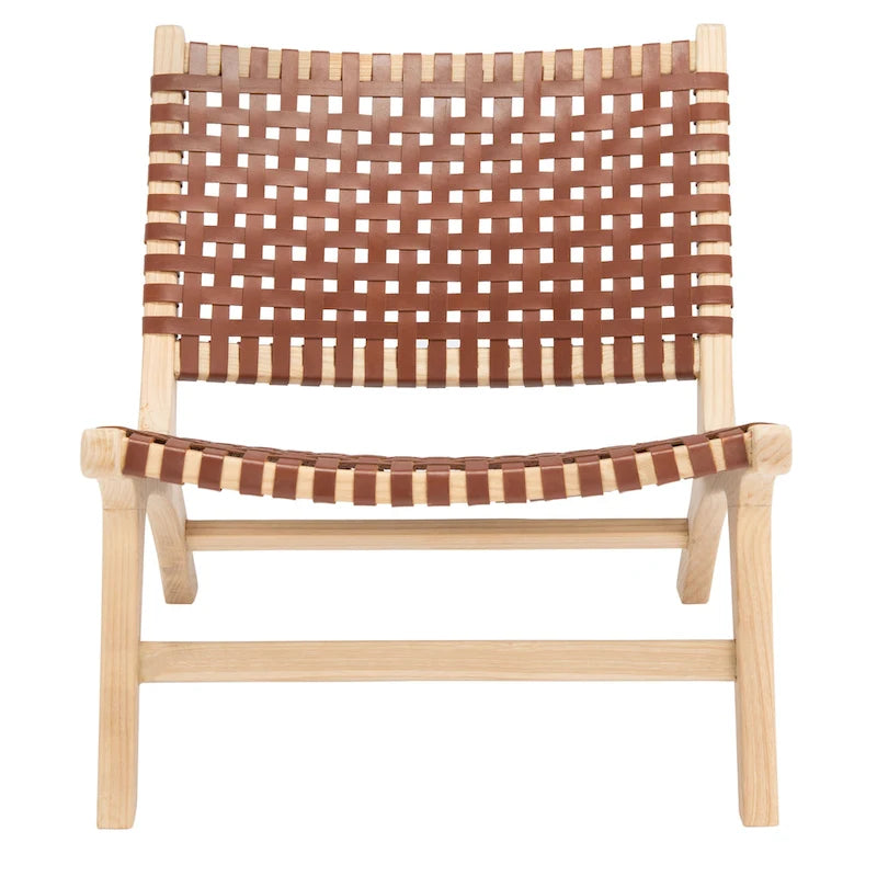 dora Leather Woven Accent Chair - 25.2 W x 31.5 L x 26.8 H - 25Wx31Dx27H