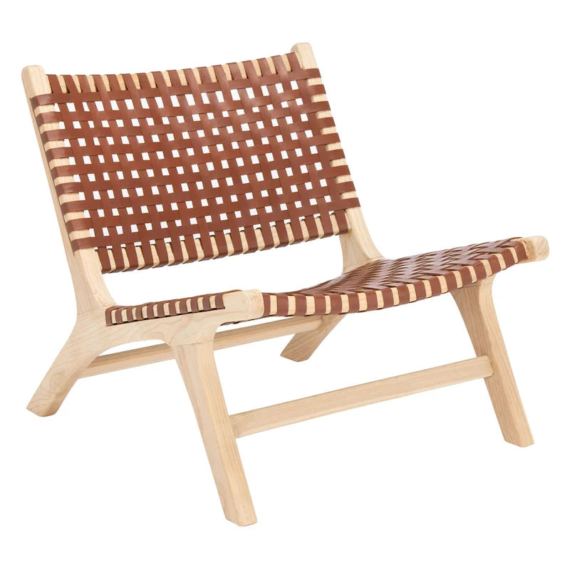 dora Leather Woven Accent Chair - 25.2 W x 31.5 L x 26.8 H - 25Wx31Dx27H