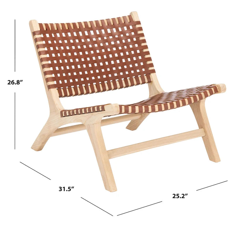 dora Leather Woven Accent Chair - 25.2 W x 31.5 L x 26.8 H - 25Wx31Dx27H