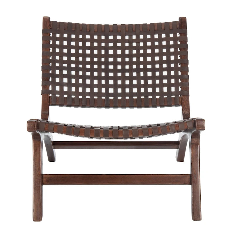 dora Leather Woven Accent Chair - 25.2 W x 31.5 L x 26.8 H - 25Wx31Dx27H