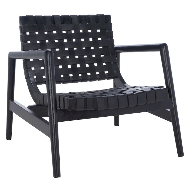 SAFAVIEH Vena Leather Woven Accent Chair - 30 W x 28 D x 28 H - 30Wx28Dx28H