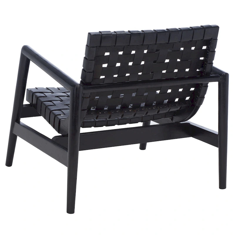 SAFAVIEH Vena Leather Woven Accent Chair - 30 W x 28 D x 28 H - 30Wx28Dx28H