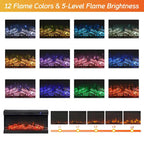 WAMPAT 36 inch 3 Sided Glass Electric Fireplace InsertBlack
