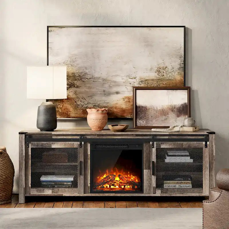 WAMPAT 36 inch 3 Sided Glass Electric Fireplace InsertBlack