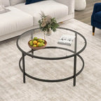Costway 36 Round Coffee Table Tempered Glass Tabletop Metal Frame - See Details