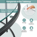 Costway 36 Round Coffee Table Tempered Glass Tabletop Metal Frame - See Details