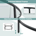 Costway 36 Round Coffee Table Tempered Glass Tabletop Metal Frame - See Details