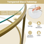 Costway 36 Round Coffee Table Tempered Glass Tabletop Metal Frame - See Details