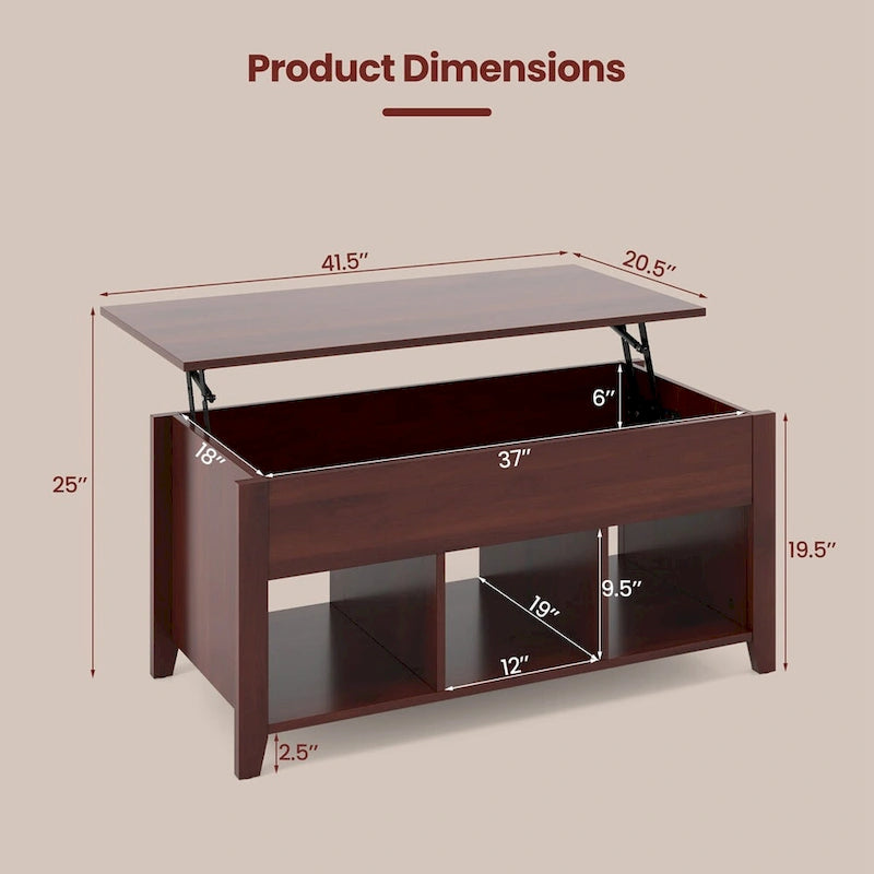 CCostway ostway Lift Top Coffee Table with Hidden Compartment and - See Details