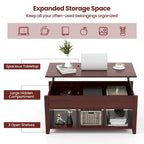 CCostway ostway Lift Top Coffee Table with Hidden Compartment and - See Details