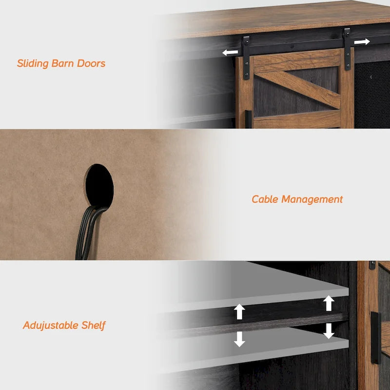 Sliding Barn TV Stand Entertainment Center for 75 TV