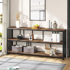 70.9 Console Table, 3 Tiers Sofa Table with Shelves,Brown
