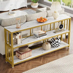 70.9 Console Table, 3 Tiers Sofa Table with Shelves,Brown