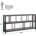 70.9 Console Table, 3 Tiers Sofa Table with Shelves,Brown