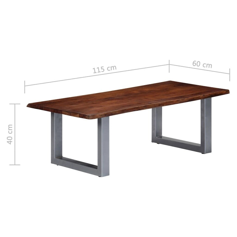 vidaXL Coffee Table with Live Edges Home Living Room Square Solid Wood Acacia - 45.3x23.6x15.7 (L x W x H)