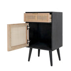 28 Inch Accent Cabinet, 1 Drawer, Pine, Woven Rattan Design - 28 H x 13.5 W x 16.5 L Inches