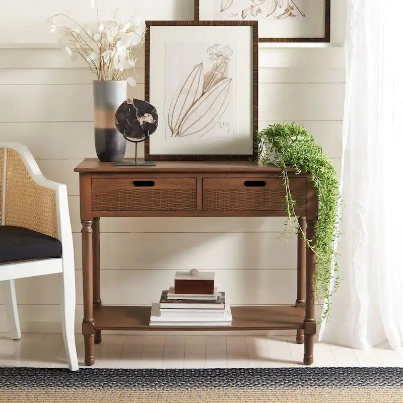 SAFAVIEH Lucetta 2-Drawer Console Table - 35.5 W x 13 L x 29.5 H - 36Wx13Dx30H