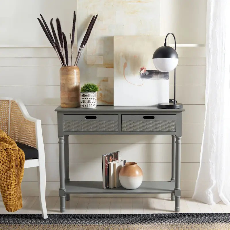 SAFAVIEH Lucetta 2-Drawer Console Table - 35.5 W x 13 L x 29.5 H - 36Wx13Dx30H
