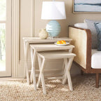 SAFAVIEH Izabela Antiqued White Birch Nesting Tables (Set of 3) - 24.4 x 16.5 x 23.8 - 24Wx17Dx24H