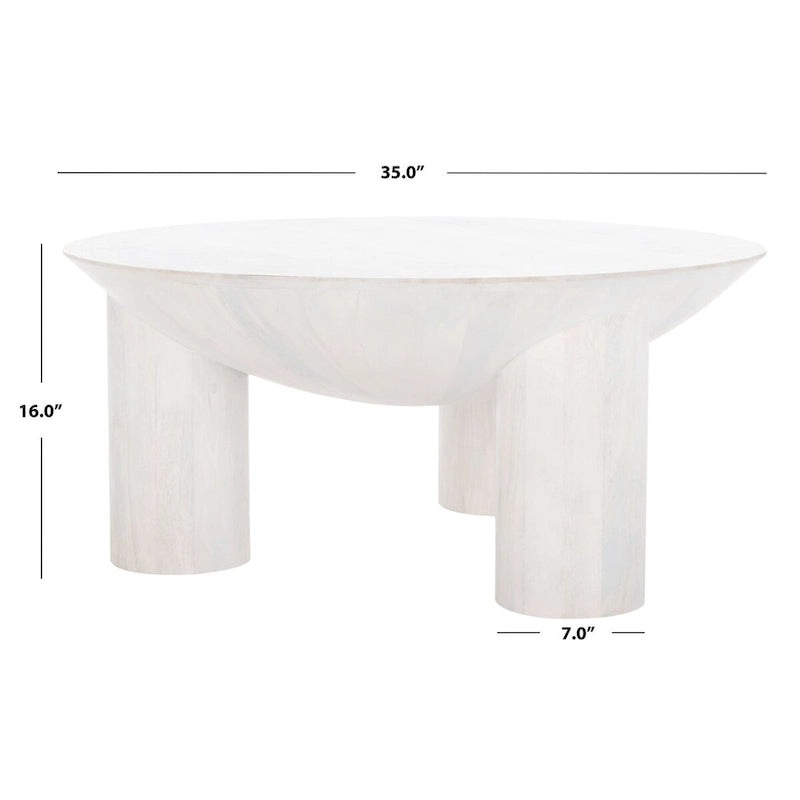 SAFAVIEH Couture Isavella Rd Wood Coffee Table - 35 In W x 35 In D x 16 In H - 35Wx35Dx16H