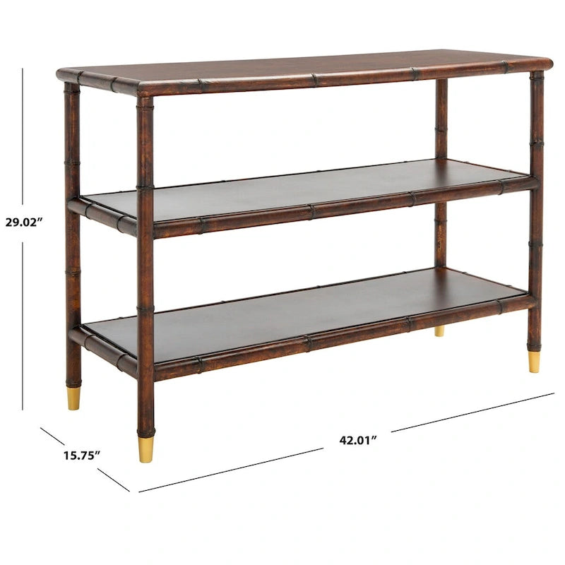 SAFAVIEH Francina Dark Brown/ Gold 2-Shelf Console Table - 42 W x 15.8 L x 29 H - 42Wx16Dx29H
