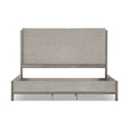 Contemporary Gray Solid Wood Panel Bed Frame with Upholstered Headboard