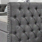 Upholstered Twin Size Daybed w/ 2 Drawers, Copper Nail on Square Arms
