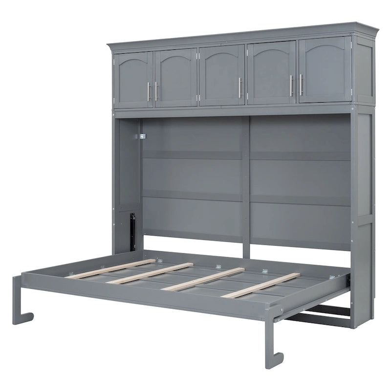 Queen Size Murphy Bed Wall Bed with Top Cabinets