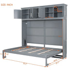 Queen Size Murphy Bed Wall Bed with Top Cabinets