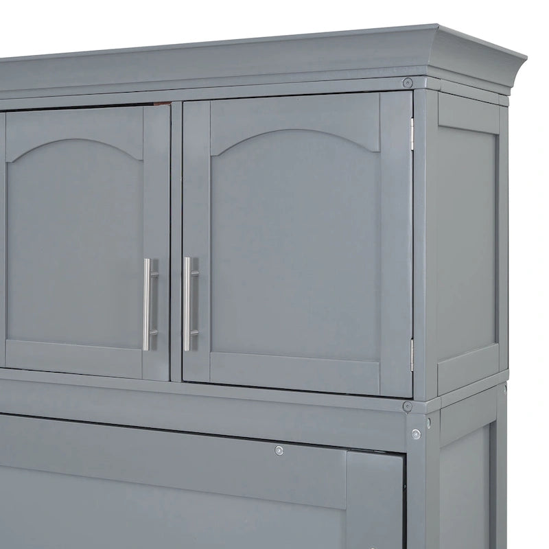 Queen Size Murphy Bed Wall Bed with Top Cabinets
