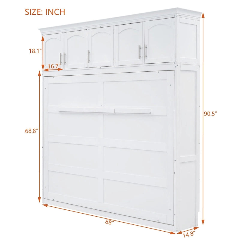 Queen Size Murphy Bed Wall Bed with Top Cabinets