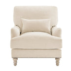 Modern Accent Chair Upholstered Solid Wood Frame with Lumbar Pillow Living Room Armchair