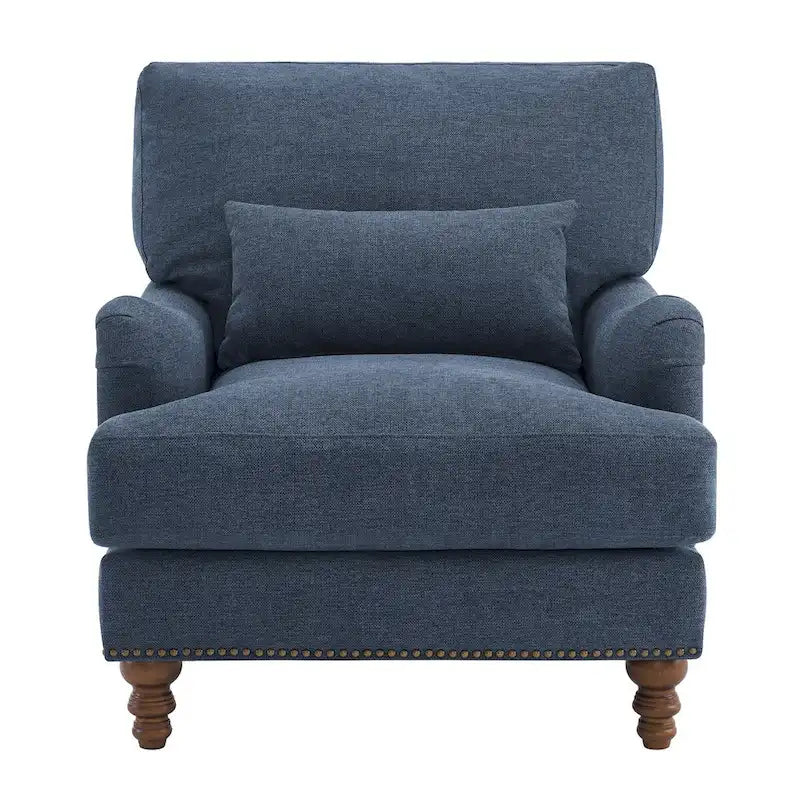 Modern Accent Chair Upholstered Solid Wood Frame with Lumbar Pillow Living Room Armchair