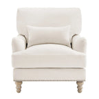 Modern Accent Chair Upholstered Solid Wood Frame with Lumbar Pillow Living Room Armchair