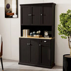 Kitchen storage cabinet with microwave stand and adjustable shelves