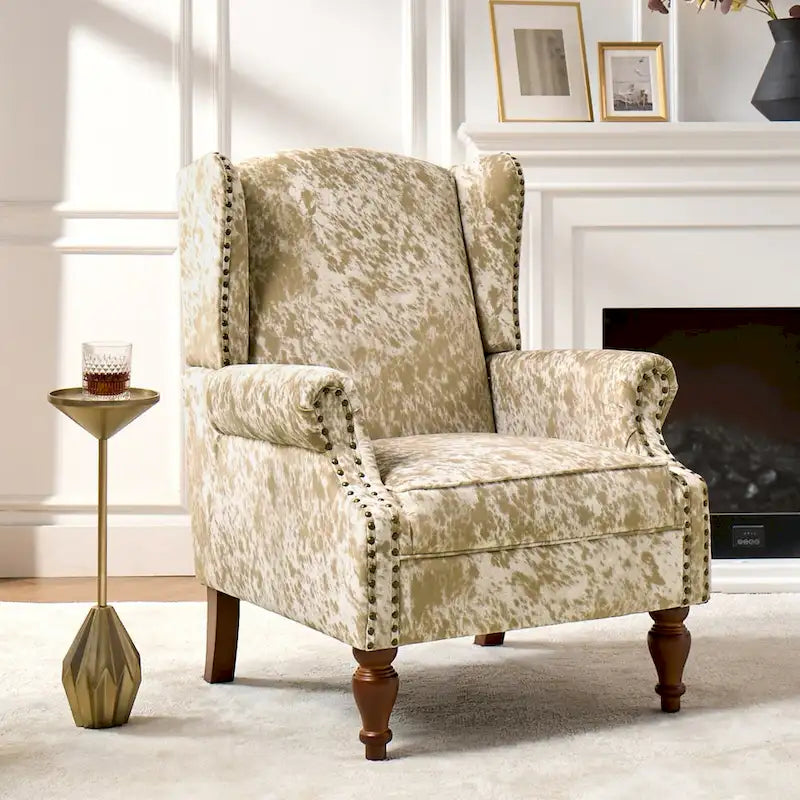 Ivan Traditional Animal Pattern Armchair with Nailhead Trim by 
