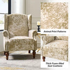 Ivan Traditional Animal Pattern Armchair with Nailhead Trim by