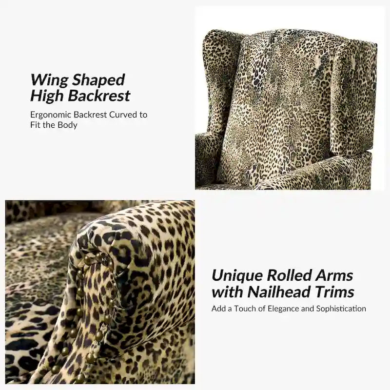 Ivan Traditional Animal Pattern Armchair with Nailhead Trim by