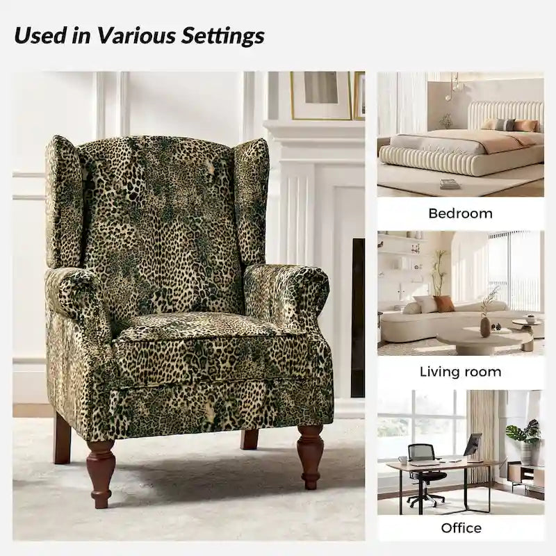 Ivan Traditional Animal Pattern Armchair with Nailhead Trim by