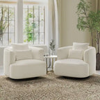 LUE BONA 2 Set Swivel Accent Armchair Fabric Blend, Modern Barrel Living Room Sofa Chair - 32.7 W x 32.7 D x 26.8 H