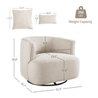 LUE BONA 2 Set Swivel Accent Armchair Fabric Blend, Modern Barrel Living Room Sofa Chair - 32.7 W x 32.7 D x 26.8 H