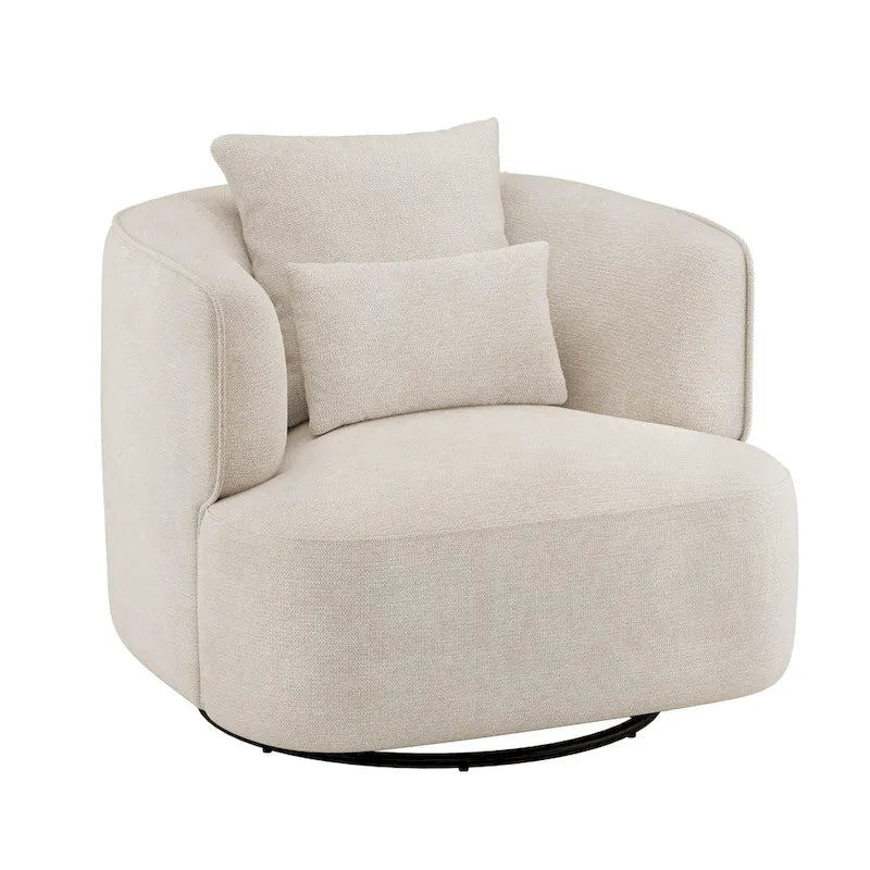 LUE BONA 2 Set Swivel Accent Armchair Fabric Blend, Modern Barrel Living Room Sofa Chair - 32.7 W x 32.7 D x 26.8 H