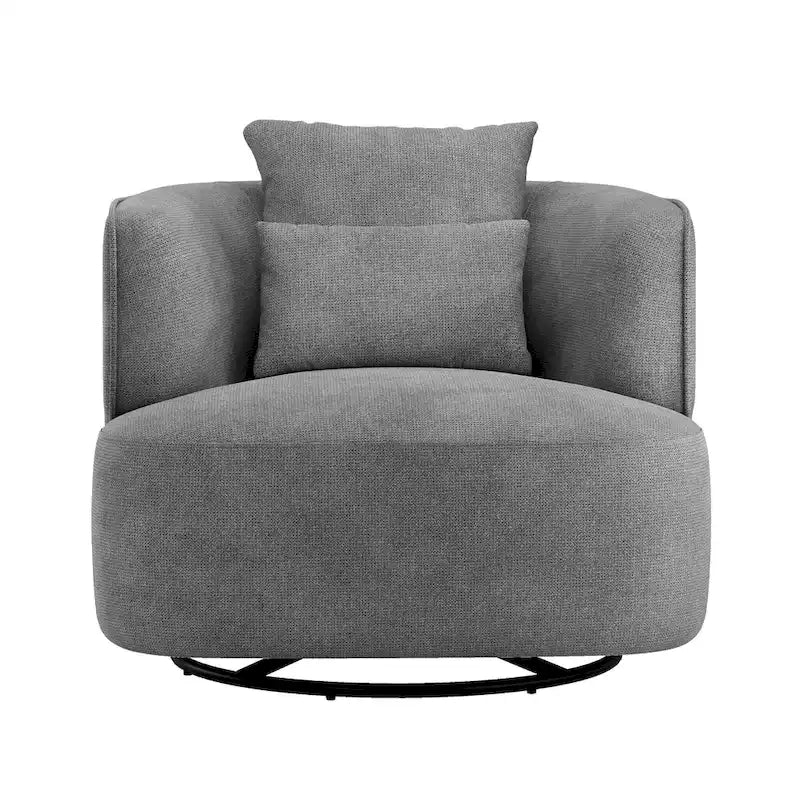 LUE BONA 2 Set Swivel Accent Armchair Fabric Blend, Modern Barrel Living Room Sofa Chair - 32.7 W x 32.7 D x 26.8 H