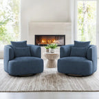 LUE BONA 2 Set Swivel Accent Armchair Fabric Blend, Modern Barrel Living Room Sofa Chair - 32.7 W x 32.7 D x 26.8 H