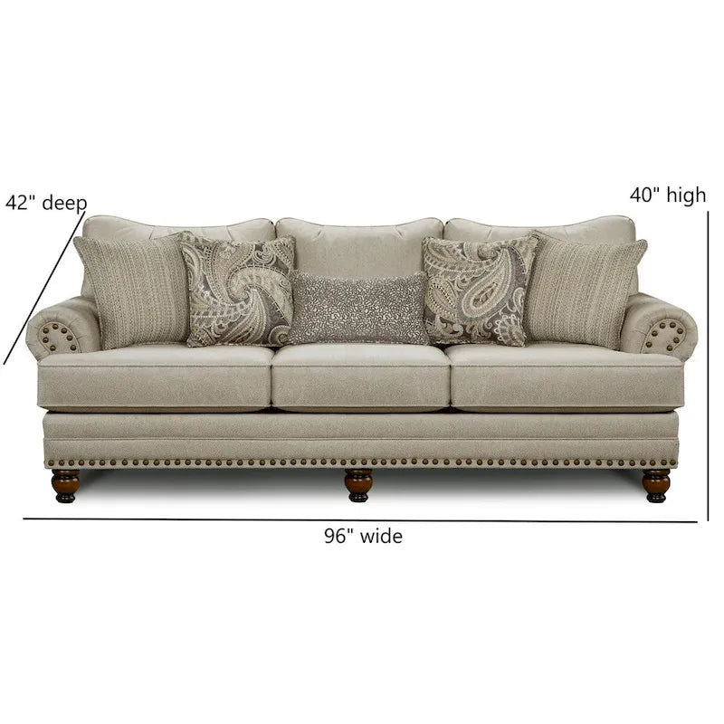 Carys Doe Nailhead Stationary Sofa
