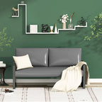 Mieres Mid-Century Style Faux Leather Loveseat Sofa with Steel Frame