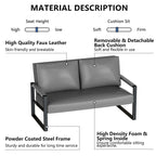 Mieres Mid-Century Style Faux Leather Loveseat Sofa with Steel Frame