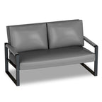 Mieres Mid-Century Style Faux Leather Loveseat Sofa with Steel Frame