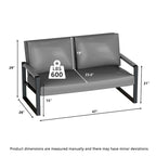Mieres Mid-Century Style Faux Leather Loveseat Sofa with Steel Frame